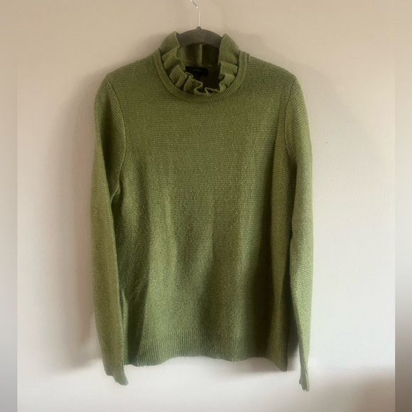 J. Crew Sweaters - J.Crew Olive Green Ruffled Collar alpaca blend  Sweater size L